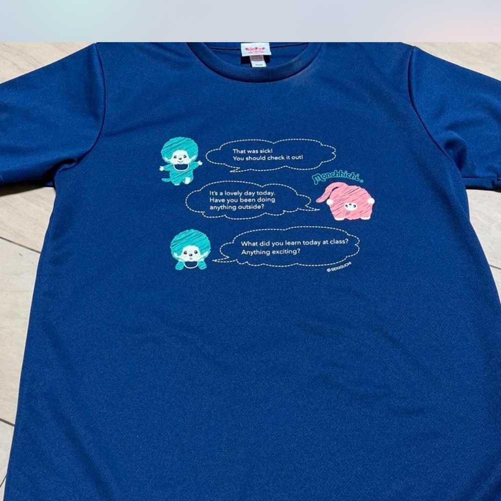 Monchhichi Navy Tee with Playful Character Print